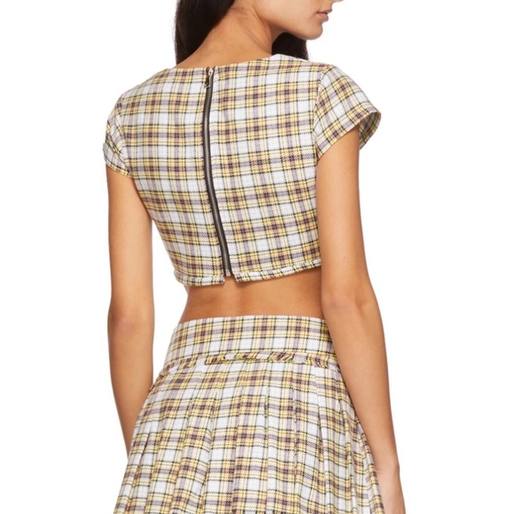 Danielle Guizio White Plaid Corset Top in Yellow and Lime, size XS - Picture 3 of 5